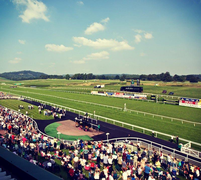 A view of the home straight at Chepstow Racecourse.