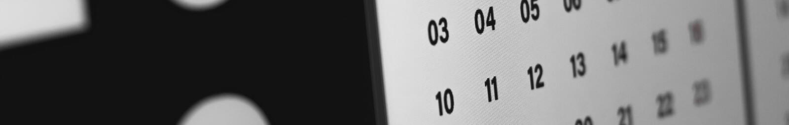 A close up of a calendar